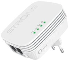 STRONG sada 2 adaptérov Powerline WF 600 DUO MINI / Powerline 600 Mbit / s / Wi-Fi 300 Mbit / s / 2x LAN / biely