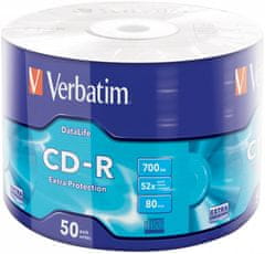 VERBATIM CD-R 700MB/ 52x/ 80min/ 50pack/ wrap