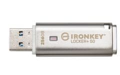 Kingston IronKey Locker+ 50/256GB/USB 3.1/USB-A/Strieborná