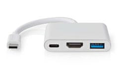 Nedis USB 3.2 Gen 1 adaptér / USB-C zástrčka - USB-A zásuvka - USB-C zásuvka / výstup HDMI / biely / box / 10 cm