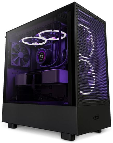 NZXT skriňa H5 Flow edition / 2x120 mm fan / USB 3.0 / USB-C 3.1 / priehľadná bočnica / mesh panel / čierna