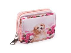Mini peňaženka detská 7x8,5 cm - ružová najsv. psík