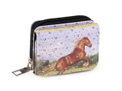 Mini peňaženka detská 7x8,5 cm - modrá svetlá kôň