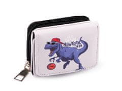 Mini peňaženka detská 7x8,5 cm - fialová kriedová dinosaurus