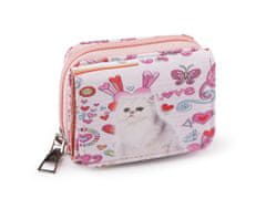 Mini peňaženka detská 7x8,5 cm - biela mačka