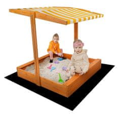Baby Mix Detské drevené pieskovisko so strieškou 120x120 cm žlto-biele