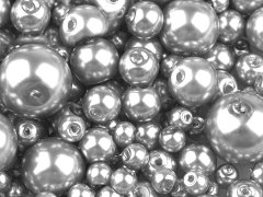 Sklenené voskové perly mix veľkostí Ø4-12 mm - strieborná svetlá (500 g)
