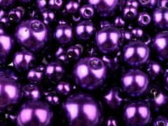 Sklenené voskové perly mix veľkostí Ø4-12 mm - fialová purpura (500 g)
