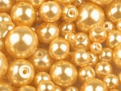 Sklenené voskové perly mix veľkostí Ø4-12 mm - zlatá svetlá (50 g)
