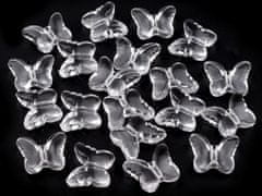 Plastové korálky motýľ 15x18 mm - transparent (20 ks)