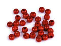 Drevené korálky Ø8-9 mm - červená (20 g)