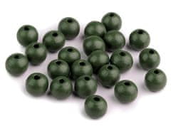 Drevené korálky Ø10 mm - zelená khaki tmavá (500 g)