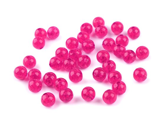 Plastové korálky kraklované Ø8 mm - (8) pink (30 g)