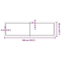 Vidaxl Stolová doska tmavohnedá 180x50x(2-6) cm ošetrený dubový masív