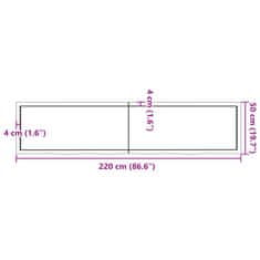 Vidaxl Kúpeľňová doska bledohnedá 220x50x(2-6) cm ošetrený masív