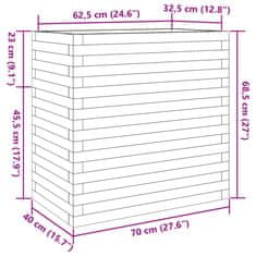 Petromila vidaXL Záhradný kvetináč biely 70x40x68,5 cm masívna borovica