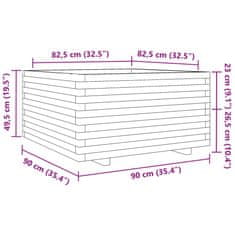 Petromila vidaXL Záhradný kvetináč biely 90x90x49,5 cm masívna borovica