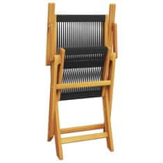 Petromila vidaXL Skladacie záhradné stoličky 4 ks Čierne masívne akáciové drevo