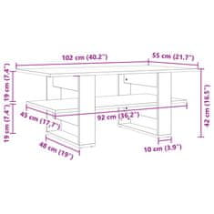 Vidaxl Konferenčný stolík biely 102x55x42 cm kompozitné drevo