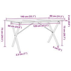 Petromila vidaXL Jedálenský stolík v tvare X 140x80x75 cm borovica a liatina