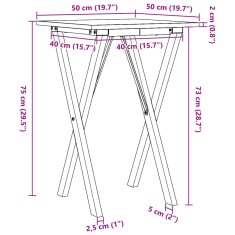 Petromila vidaXL Jedálenský stolík v tvare X 50x50x75 cm borovica a liatina