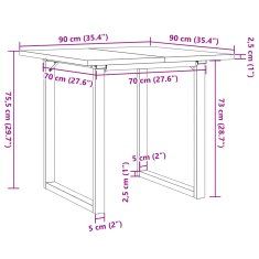 Petromila vidaXL Jedálenský stolík v tvare O 90x90x75,5 cm borovica a liatina