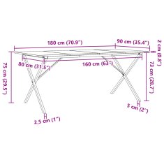 Petromila vidaXL Jedálenský stolík v tvare X 180x90x75 cm borovica a liatina