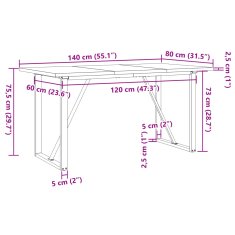 Petromila vidaXL Jedálenský stolík v tvare O 140x80x75,5 cm borovica a liatina