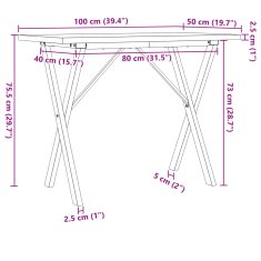 Petromila vidaXL Jedálenský stolík v tvare X 100x50x75,5 cm borovica a liatina