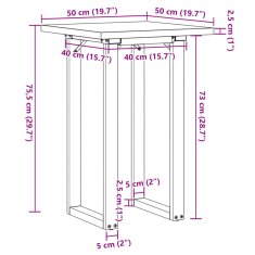 Petromila vidaXL Jedálenský stolík v tvare O 50x50x75,5 cm borovica a liatina