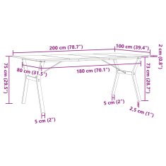 Petromila vidaXL Jedálenský stolík v tvare Y 200x100x75 cm borovica a liatina