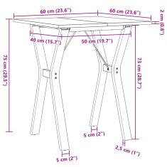 Petromila vidaXL Jedálenský stolík v tvare Y 60x60x75 cm borovica a liatina