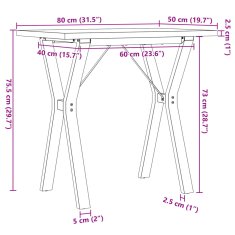 Petromila vidaXL Jedálenský stolík v tvare Y 80x50x75,5 cm borovica a liatina