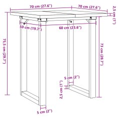 Petromila vidaXL Jedálenský stolík v tvare O 70x70x75,5 cm borovica a liatina