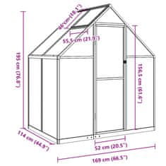 Vidaxl Skleník so základovým rámom zelený 169x114x195 cm hliník