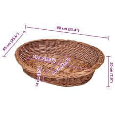 Vidaxl Košík/pelech pre psy z vŕbového prútia, prírodná farba 90 cm