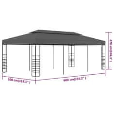 Vidaxl Záhradný altánok/stan 3x6 m, antracitový