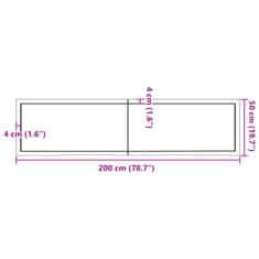 Vidaxl Kúpeľňová doska tmavohnedá 200x50x(2-4) cm ošetrený masív