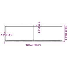 Vidaxl Kúpeľňová doska tmavohnedá 220x60x(2-4) cm ošetrený masív