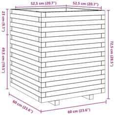 Vidaxl Záhradný kvetináč biely 60x60x72,5 cm masívna borovica