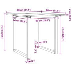 Petromila vidaXL Jedálenský stolík v tvare O 80x80x75 cm borovica a liatina