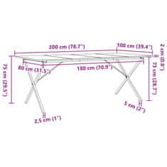 Petromila vidaXL Jedálenský stolík v tvare X 200x100x75 cm borovica a liatina