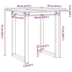 Petromila vidaXL Jedálenský stolík v tvare O 70x70x75 cm borovica a liatina