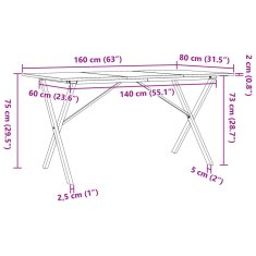 Petromila vidaXL Jedálenský stolík v tvare X 160x80x75 cm borovica a liatina