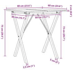 Petromila vidaXL Jedálenský stolík v tvare X 60x60x75 cm borovica a liatina