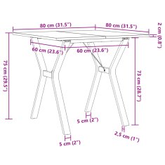 Petromila vidaXL Jedálenský stolík v tvare Y 80x80x75 cm borovica a liatina