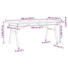 Petromila vidaXL Jedálenský stolík v tvare Y 180x90x75 cm borovica a liatina