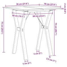 Petromila vidaXL Jedálenský stolík v tvare Y 70x70x75 cm borovica a liatina