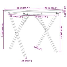 Petromila vidaXL Jedálenský stolík v tvare X 90x90x75,5 cm borovica a liatina