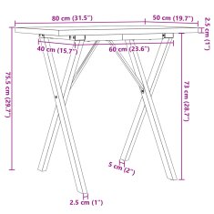 Petromila vidaXL Jedálenský stolík v tvare X 80x50x75,5 cm borovica a liatina